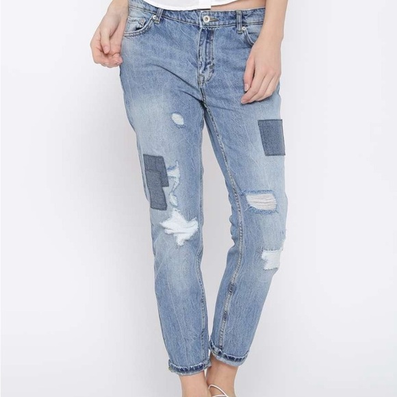 MNG Mango Women’s size 12 Arizona Super Slim Distressed Jeans - Picture 1 of 13